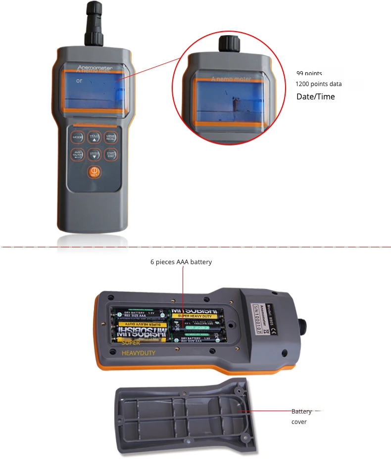 az8905 multi-funzione anemometro misura la temperatura e l'umidità punto di  rugiada bagnato