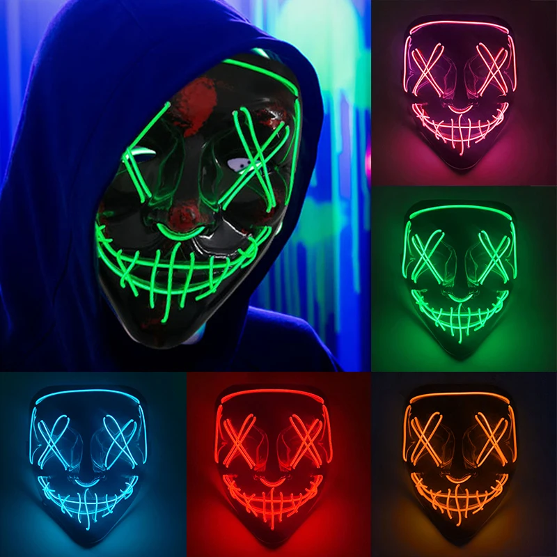 Scary Halloween Colplay Light Up Purge Mask Halloween Masquerade Party ...