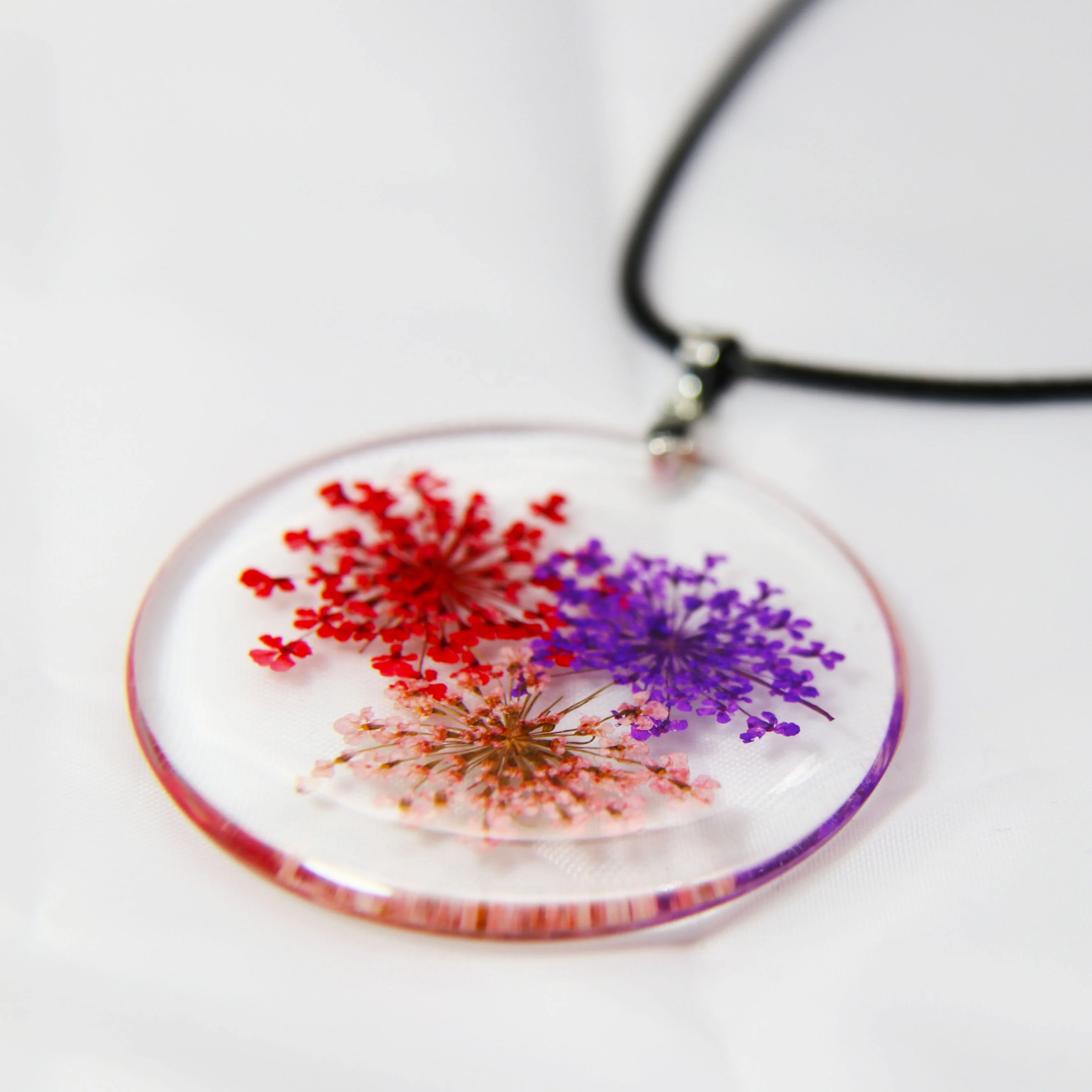 Colorful Dried Flower Pendant Necklace Handmade Large Size Round Charms  Wholesale Boho Spring Women Fashion Jewelry - Main Image