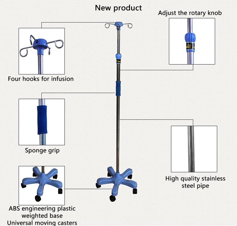 Мобильная медицинская капельная подставка IV больничная мебель из нержавеющей стали