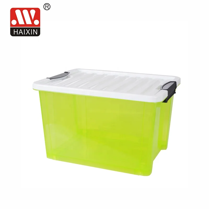 Haixing Multifunctional Transparent 70L Storage Box Bins Plastic Storage Container with Lid