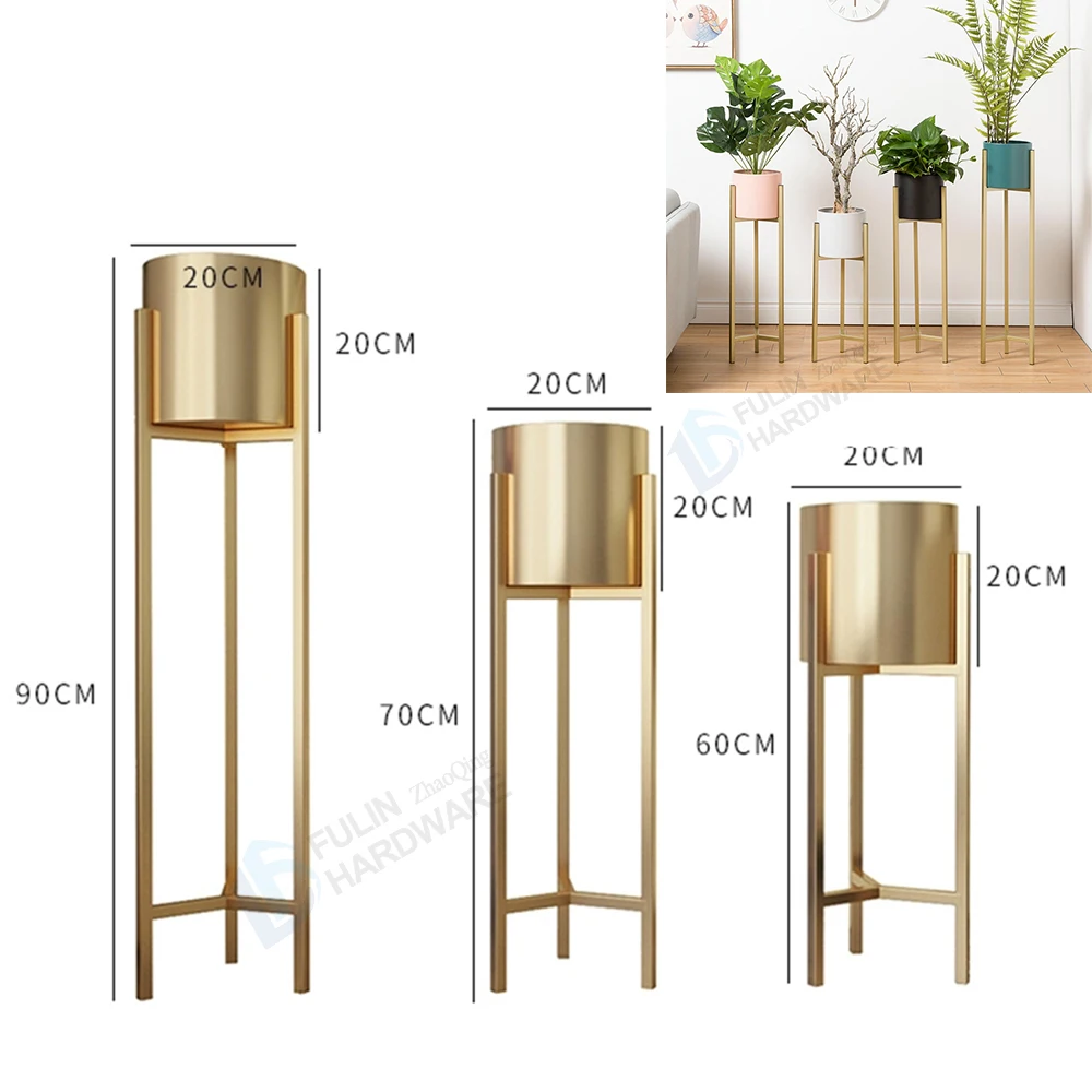 Factory Modern Planter Stand Plant Pots Round Flower Plant Stand Gold Metal for Indoor Outdoor High Quality Minimalist Iron