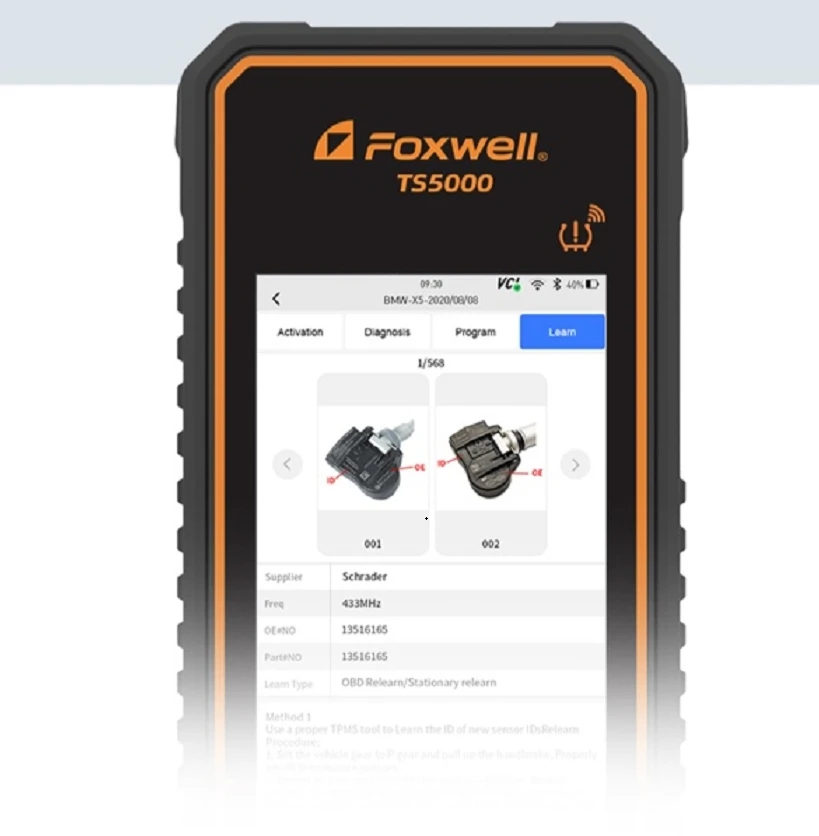 2025 FOXWELL TS5000 Tablet TPMS Tool Universal Car TPMS Service Tool Tire Pressure Monitoring System Health Check &Reset Machine
