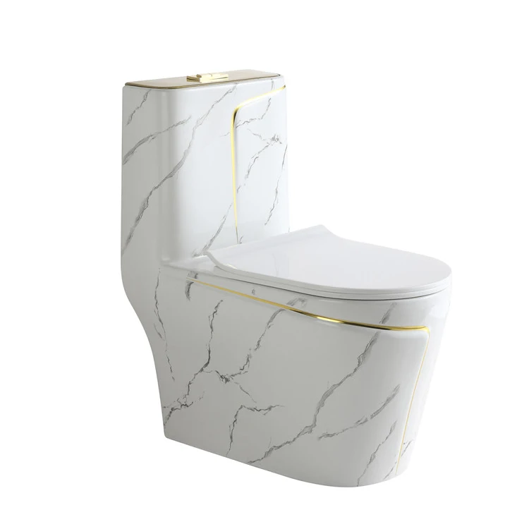 Hot Sale Cheap Customized Modern Luxury Bathroom Ceramic One Piece Inodoro Gold Marble Toilets