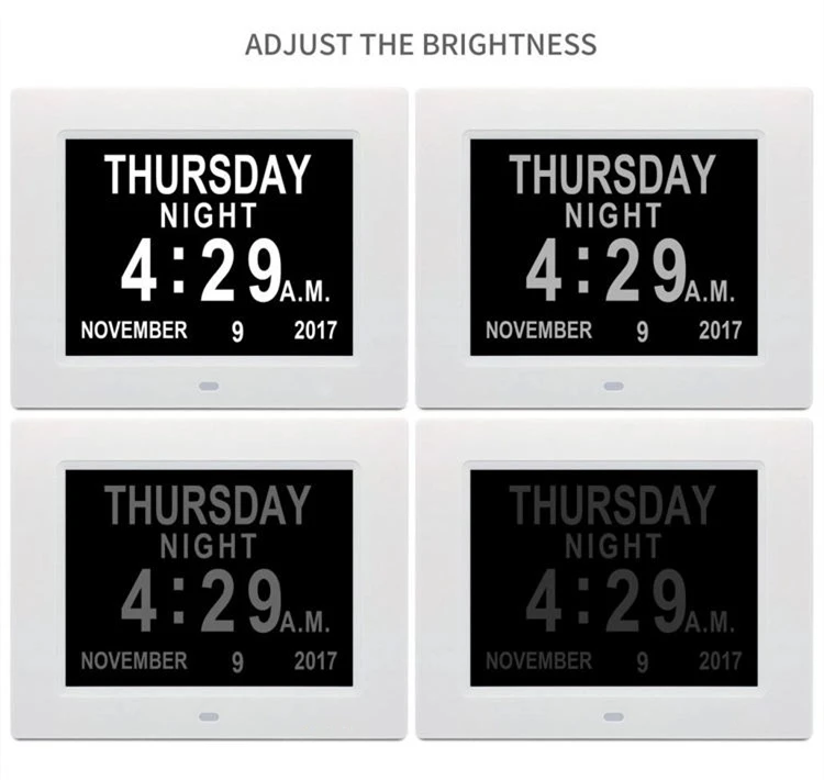 Large Letter Lcd Display Time Day Week Month Digital Calendar Clock