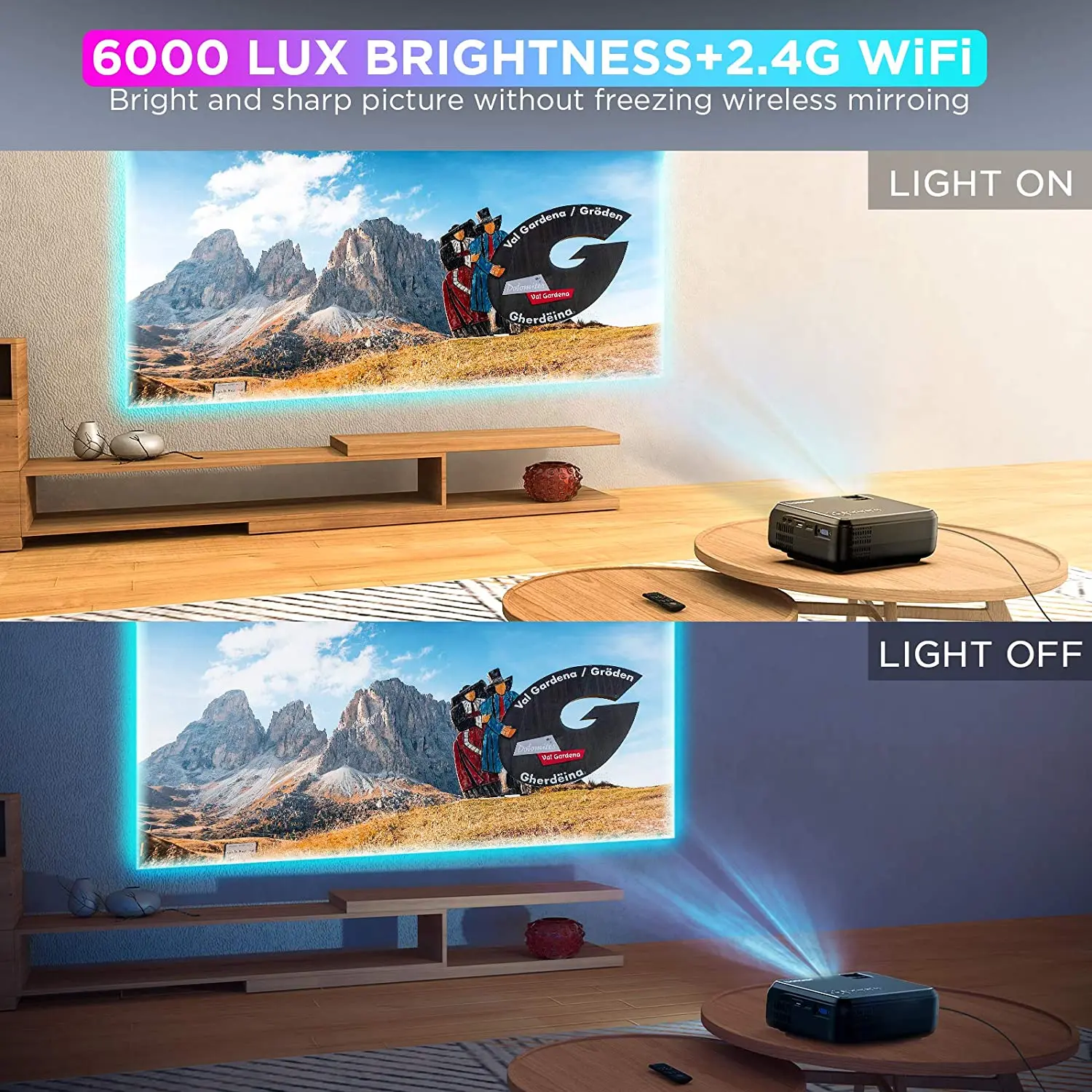 Amazon Bestselling Wireless Mini Portable LED Projector Support 1080P Play Games with PS4 XBox Bomaker Projector factory price
