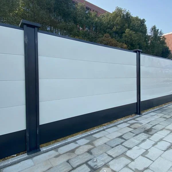 Construction Site Safety Fencing Decorative Grey & White Galvanized Steel Panels
