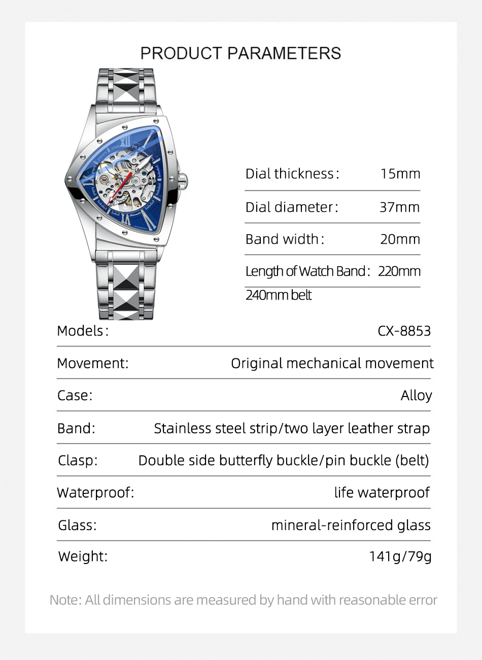 CHENXI 8853 Men's Automatic Stainless Steel Watch, Luminous