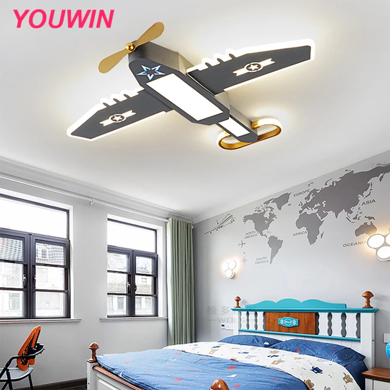 Child room airplane light boy bedroom ceiling light creative personality modern simple cartoon room eye protection lamps