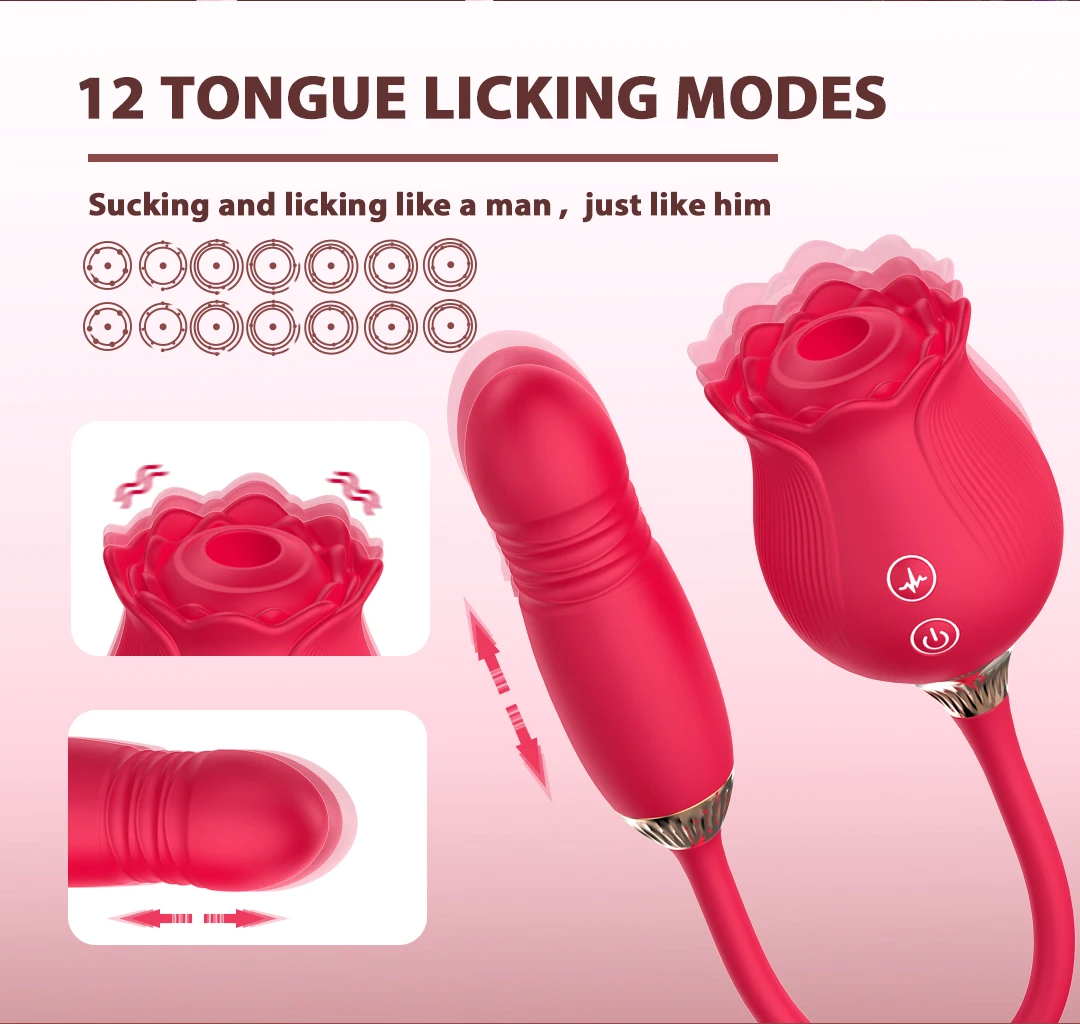 Red Rose Clitoral Sucking Vibrator Suction Rose Dildo Clit Sucker Nipple  Stimulator Tongue Licking Vibrator Sex Toys for Women