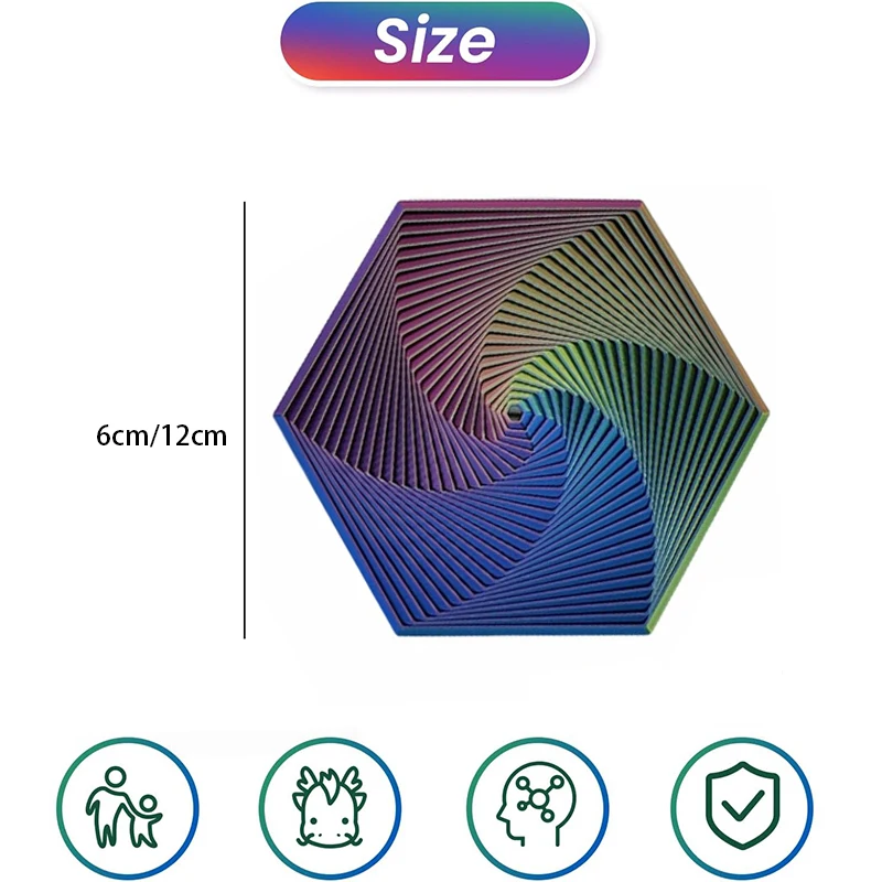 Customised 3D Printed Fractal for Fidget Cube Sensory Desk Spinning Visual Hexagon Toy for Fingertip Entertainment