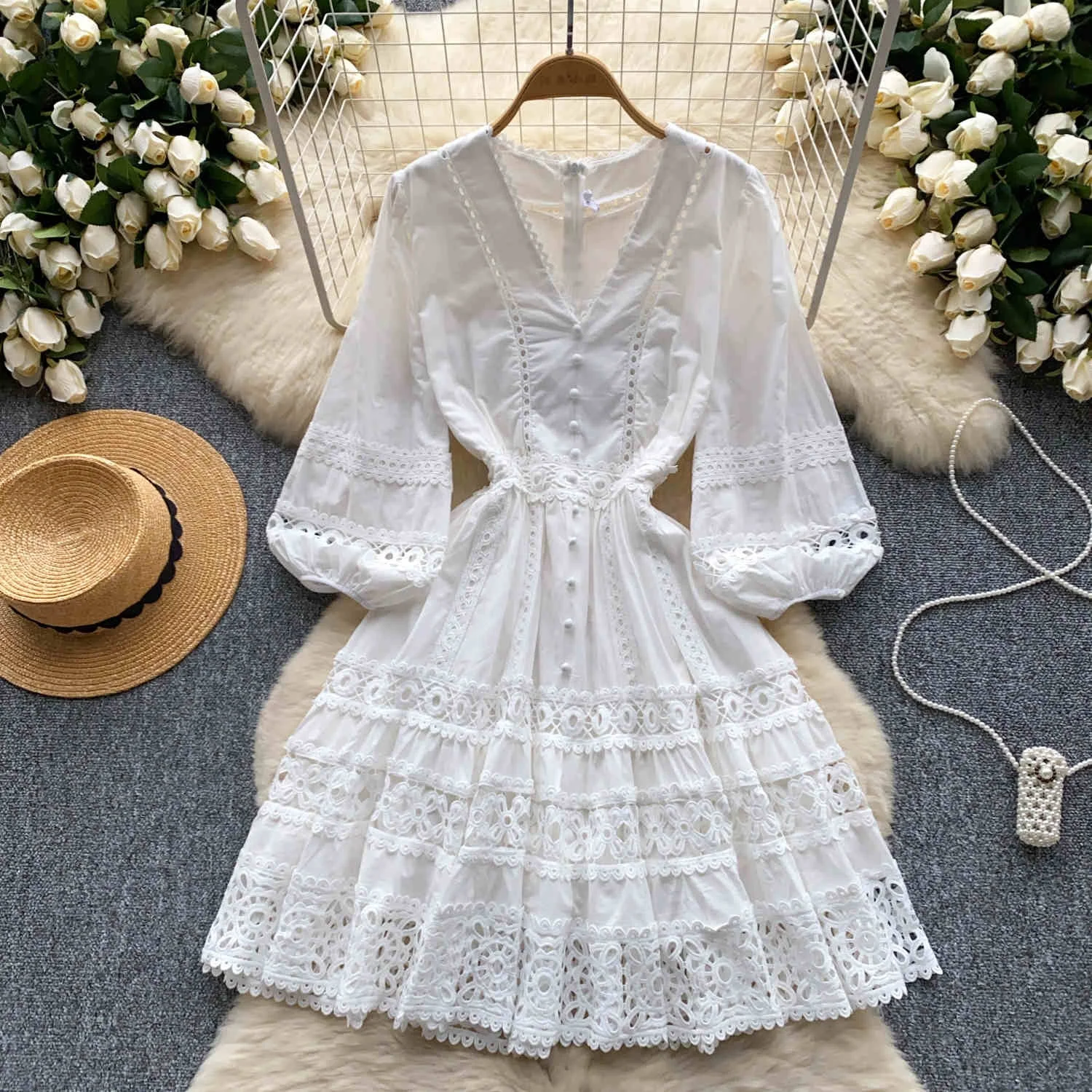 chinese dress ladies Beach Short Lace Wedding Dress with Swallowtail Skirt – loveangeldress main image 0
