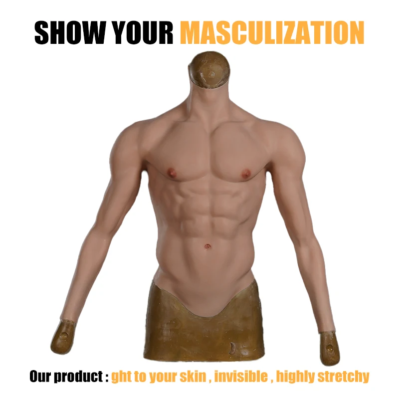 Fake Chest Muscles Costume - Realistic Male Chest Silicone Muscle Suit  Simulation Skin for Cosplay Crossdresser,Dark