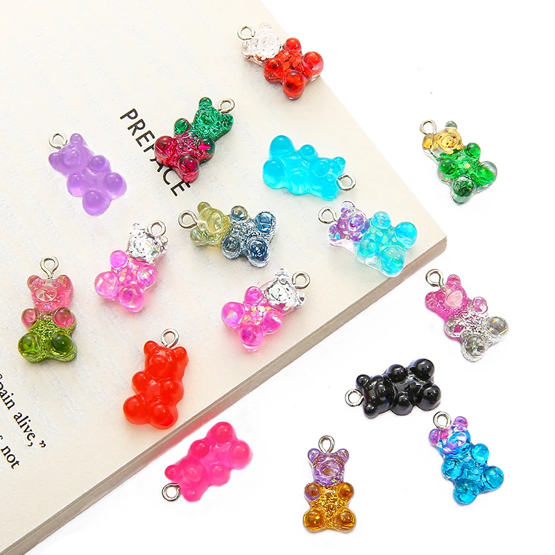 10pcs Fashion Cute Resin Gummy Bear Pendant Charms For Woman Girls ...