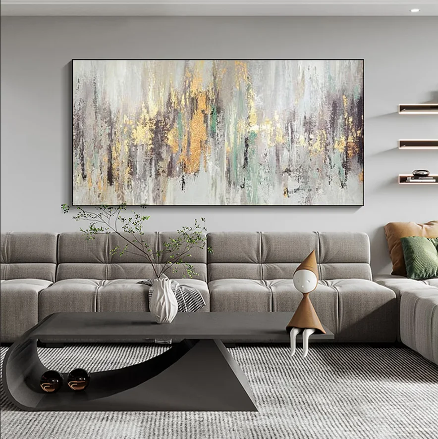 Modern Living Room Home Decor Custom Large Wall Art Original Gold