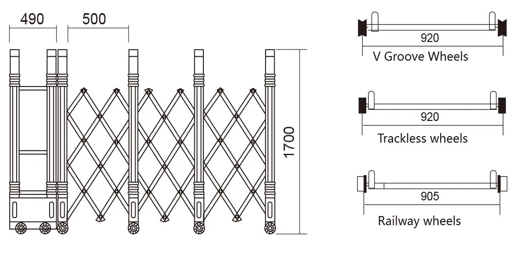 Electric Retractable Collapsible Gate Price with Remote Control System