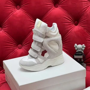 2026 Designer Women's High Top Sneakers Soft Casual Walking Shoes Mesh Fashion Leather Stitching Street Spring