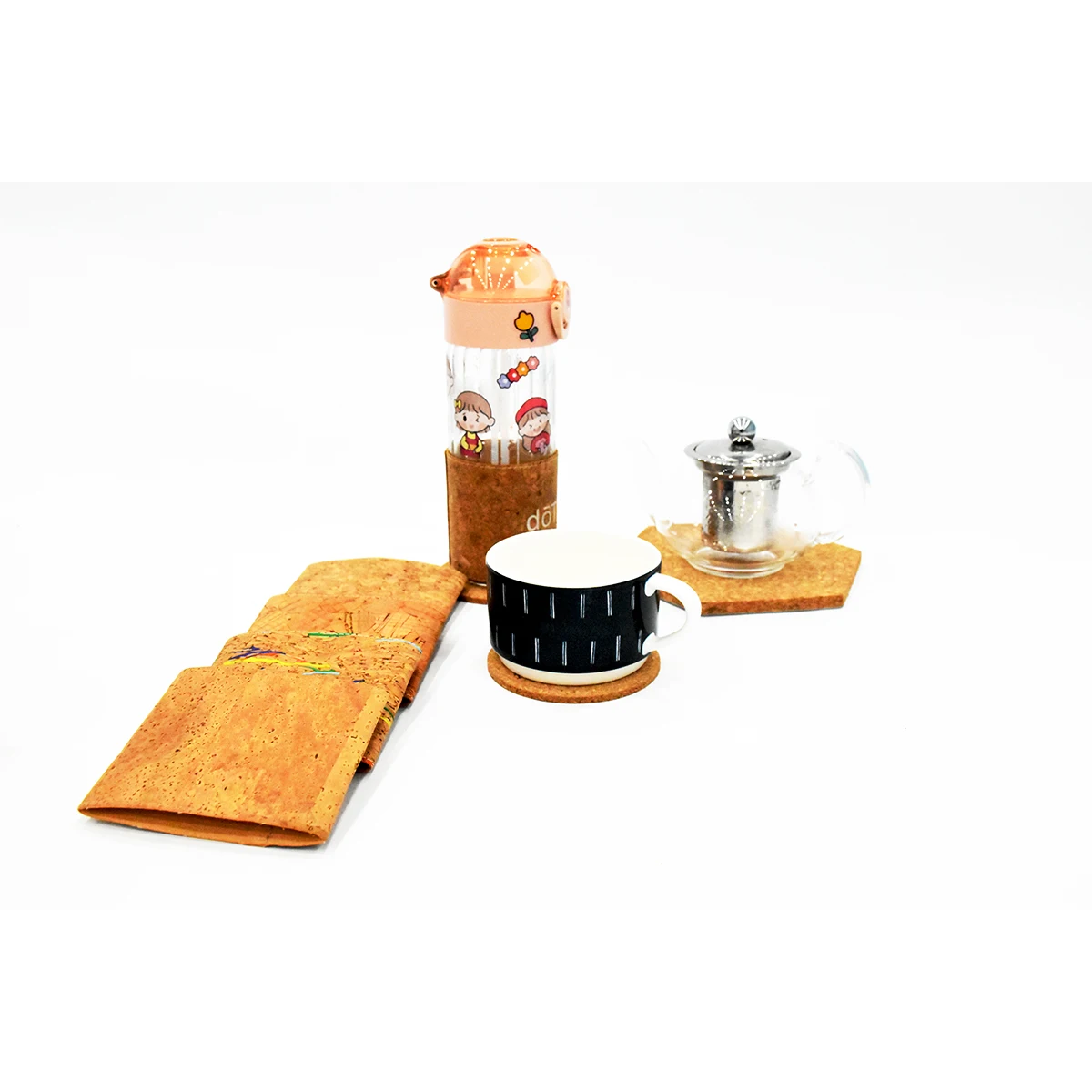 Natural Rounded Corners Cork Coasters Reusable Coasters For Sheatresistant Cold Drink Coaster