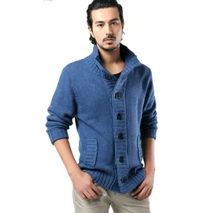 Men's Cardigan Sweater Korean-Style Design Autumn Stand-Up Collar Solid Color Polyester Fiber Full Sleeve Breathable Large Size