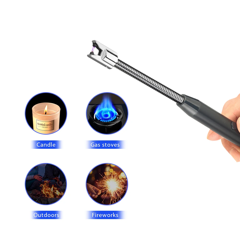 Custom Wholesale Long Stick Flameless Plasma Candle Lighter Flexible Rechargeable Electric Arc