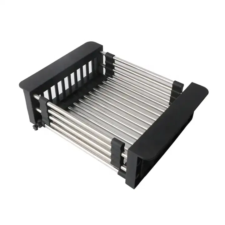 Sink Stainless Steel Collapsible Drain Basket Flexible Dish Drying Rack Hanging Organizer Kitchen Tools