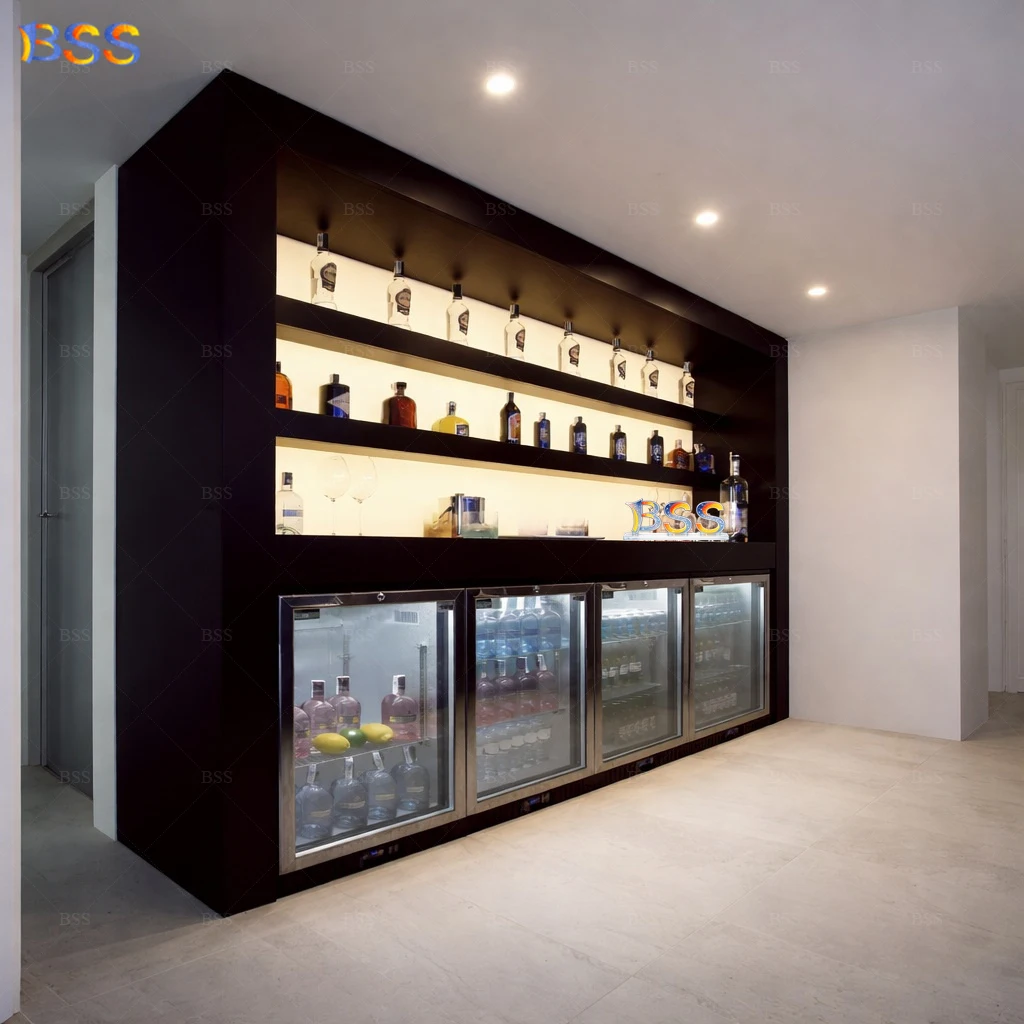 Custom Black Free Standing Bar Counter Set - Modern Design with