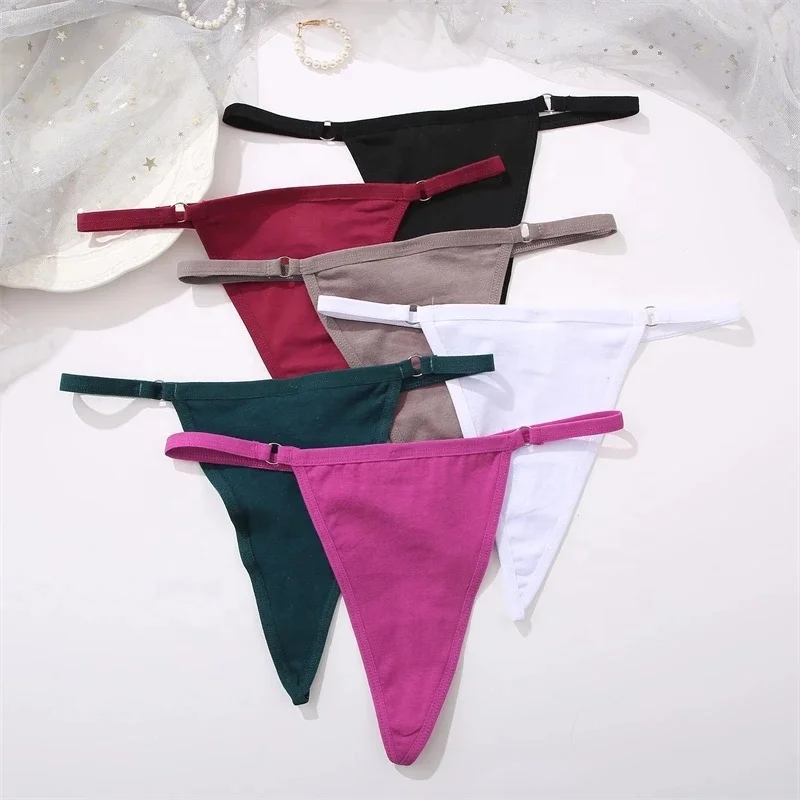 Women cotton thongs with removable chains s-l sexy low-rise t-back