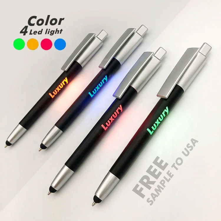Advertising 3 in 1 Smart Stylus Promotional Light up Led Custom Ball Ballpoint Pen with Logo