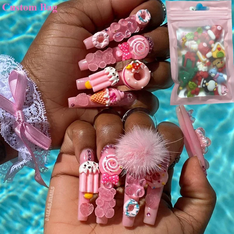 XL Sweet Summer Kawaii Nail Charms Set Lollipop/Cherry/Jelly Bear