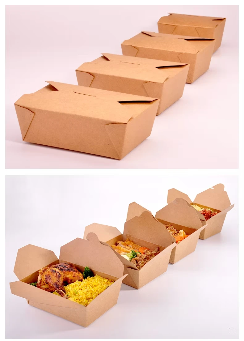 Eco-friendly Disposable Kraft Paper Lunch Box Customizable