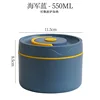 Fiambrera redonda de acero inoxidable 304, color azul oscuro, apta para microondas - 550ml