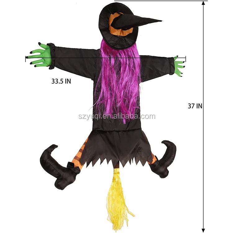 Crashing Witch Into Tree Outdoor Halloween Decoration Classic Crashing Witch Hanging Halloween Decor