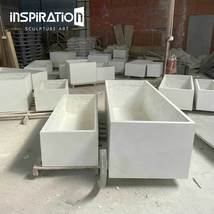 15 Year GFRC Planters Manufacturer Customized Concrete Trough Commercial GRC Planter Box