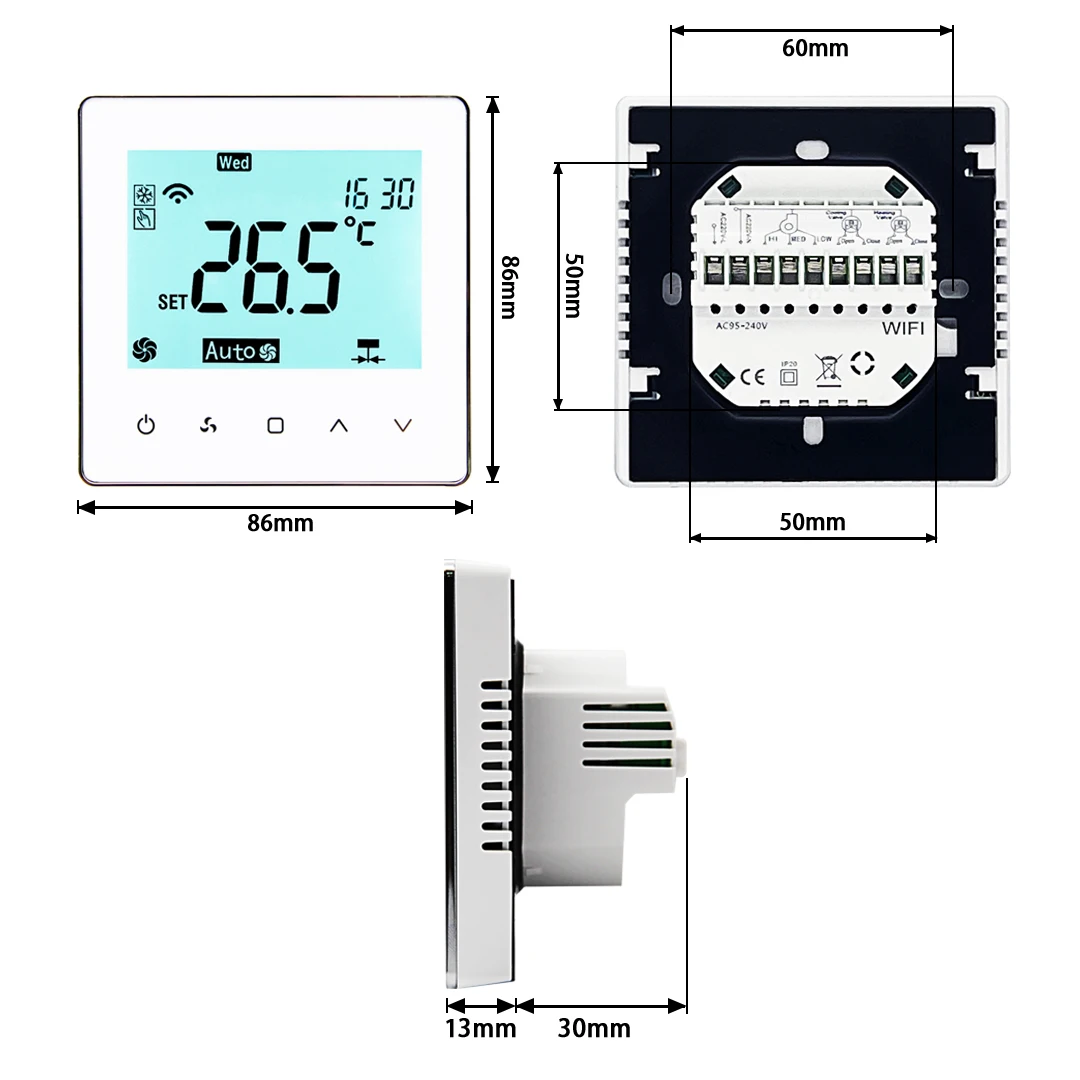 Вентиляторная катушка Hvac Alexa Google программируемый на неделю термостат Smart Room Tuya