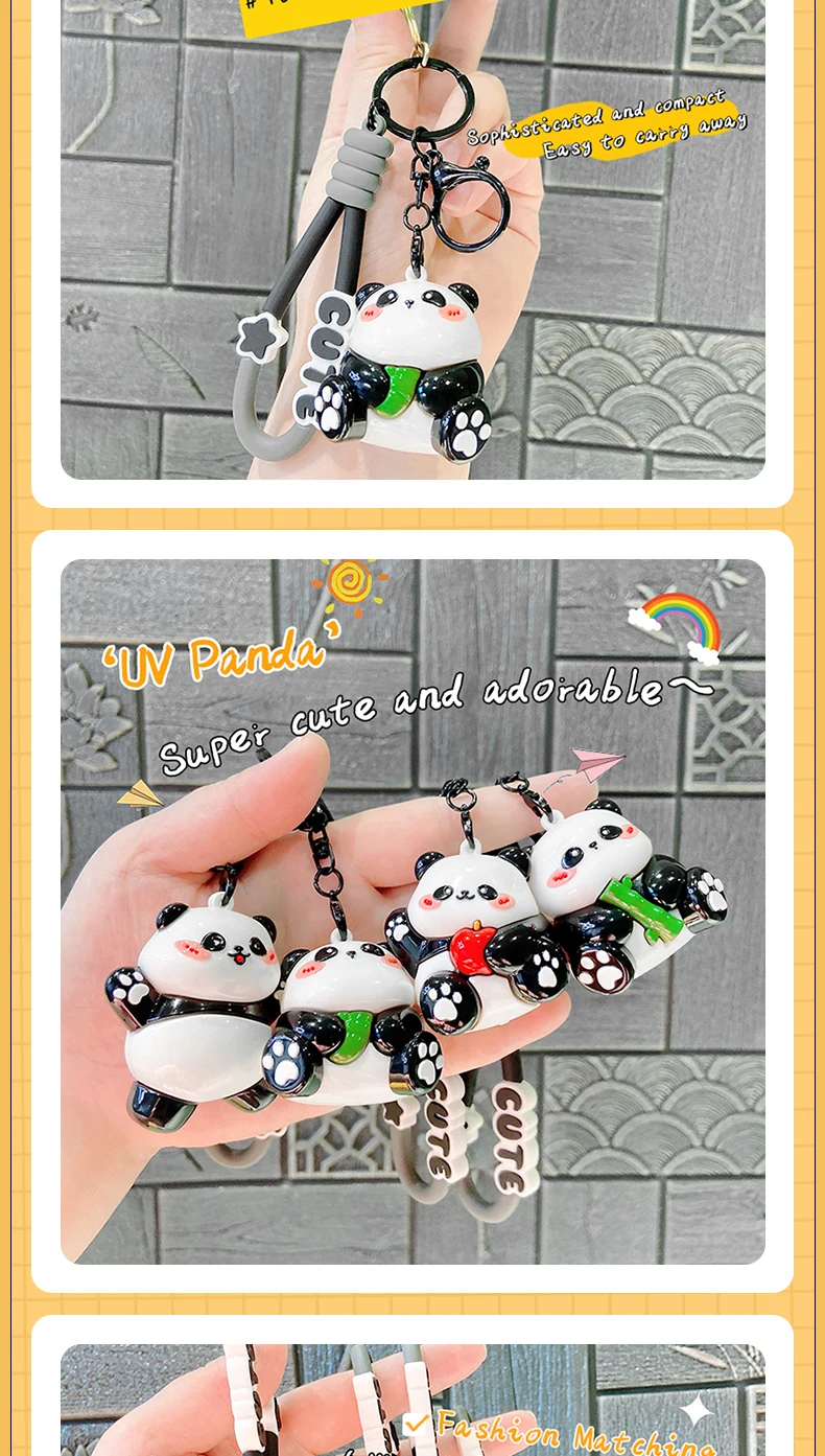 product cartoon pvc panda keychain electroplating four styles optional car keychain bag pendant christmas wholesale promotion rubber460-64