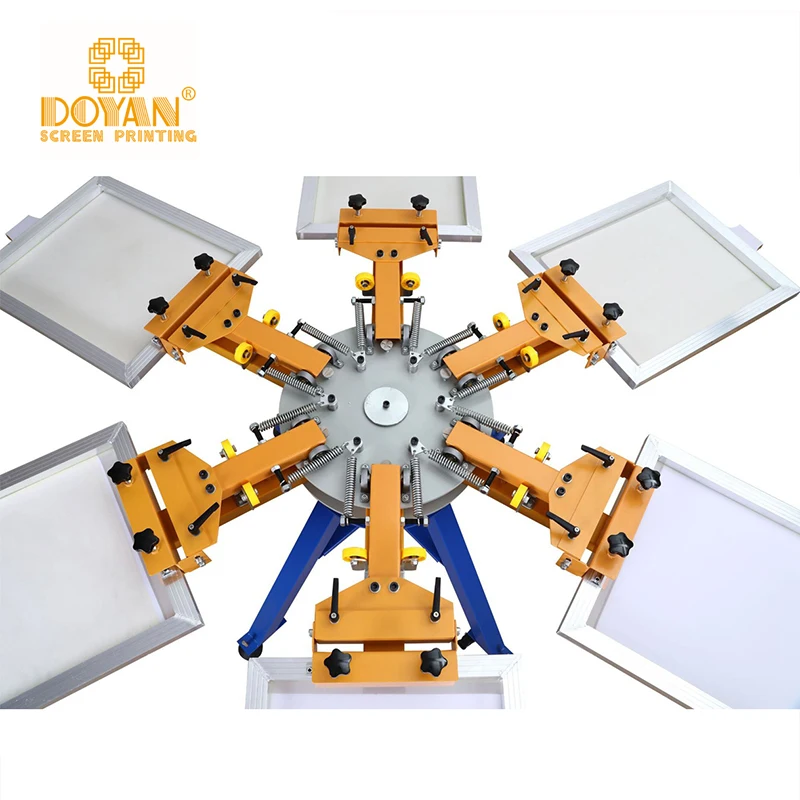Machinery Rotary Clothes Textile 6 Color 6 Station t Shirt Manual Silk Screen Printing Machine for Sale T-shirts