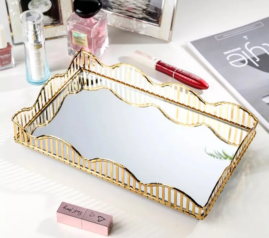 Fruit Dessert Gold European Style Square Metal Crystal Decoration Mirror  Tray Luxury Storage Tray for Home| Alibaba.com