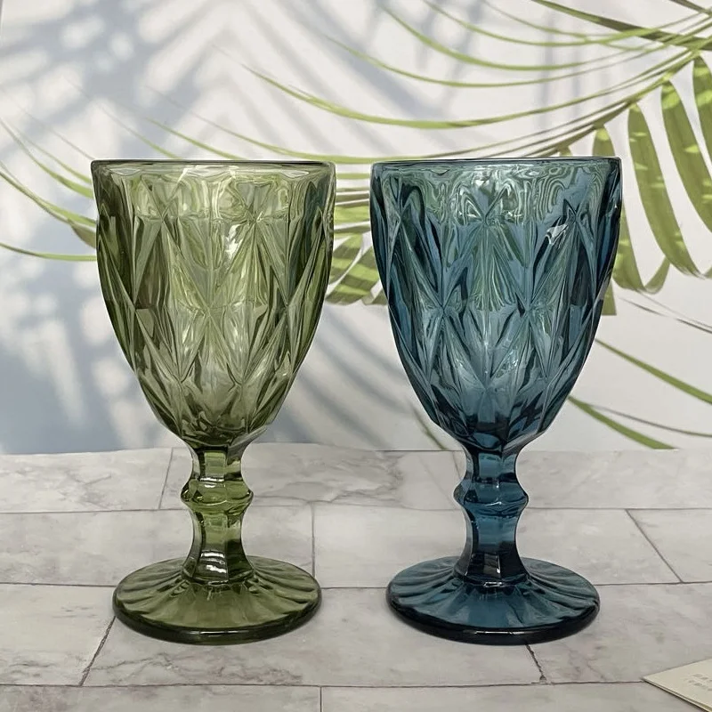 High Quality Cheap Home Wedding Decor Vintage Colored Glass Goblet