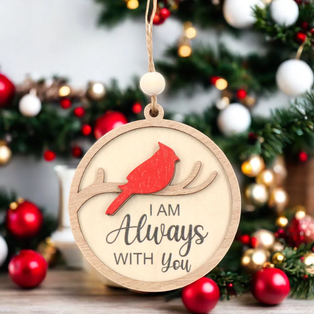 CHA242CH1391 Custom 1-piece Wooden Memorial Christmas Tree Ornament with Strings and Wooden Beads Factory Always with You Print supplier