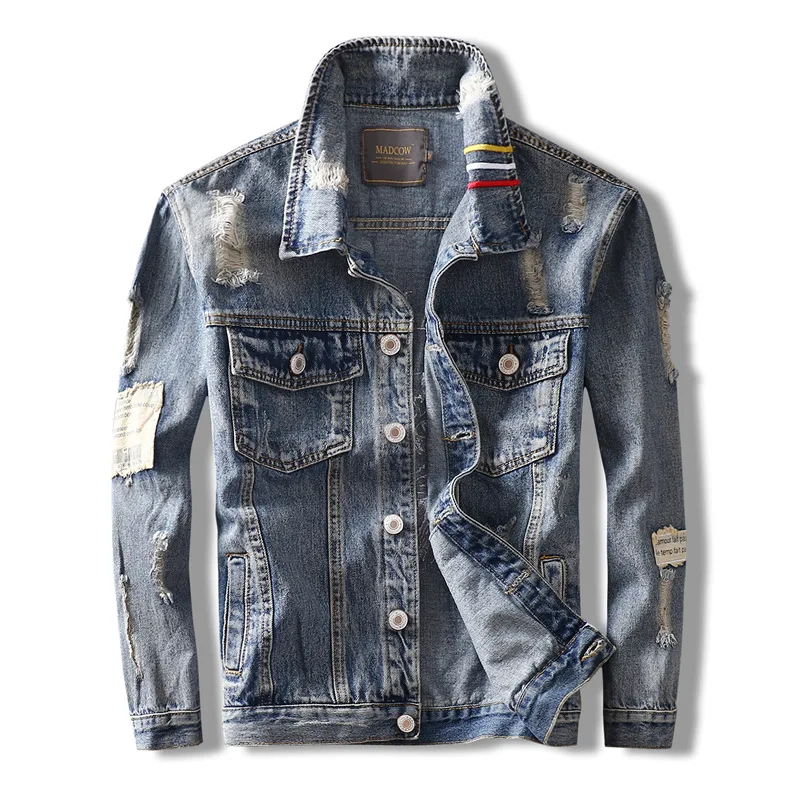 New Tiger Head Embroidered Denim Jacket 