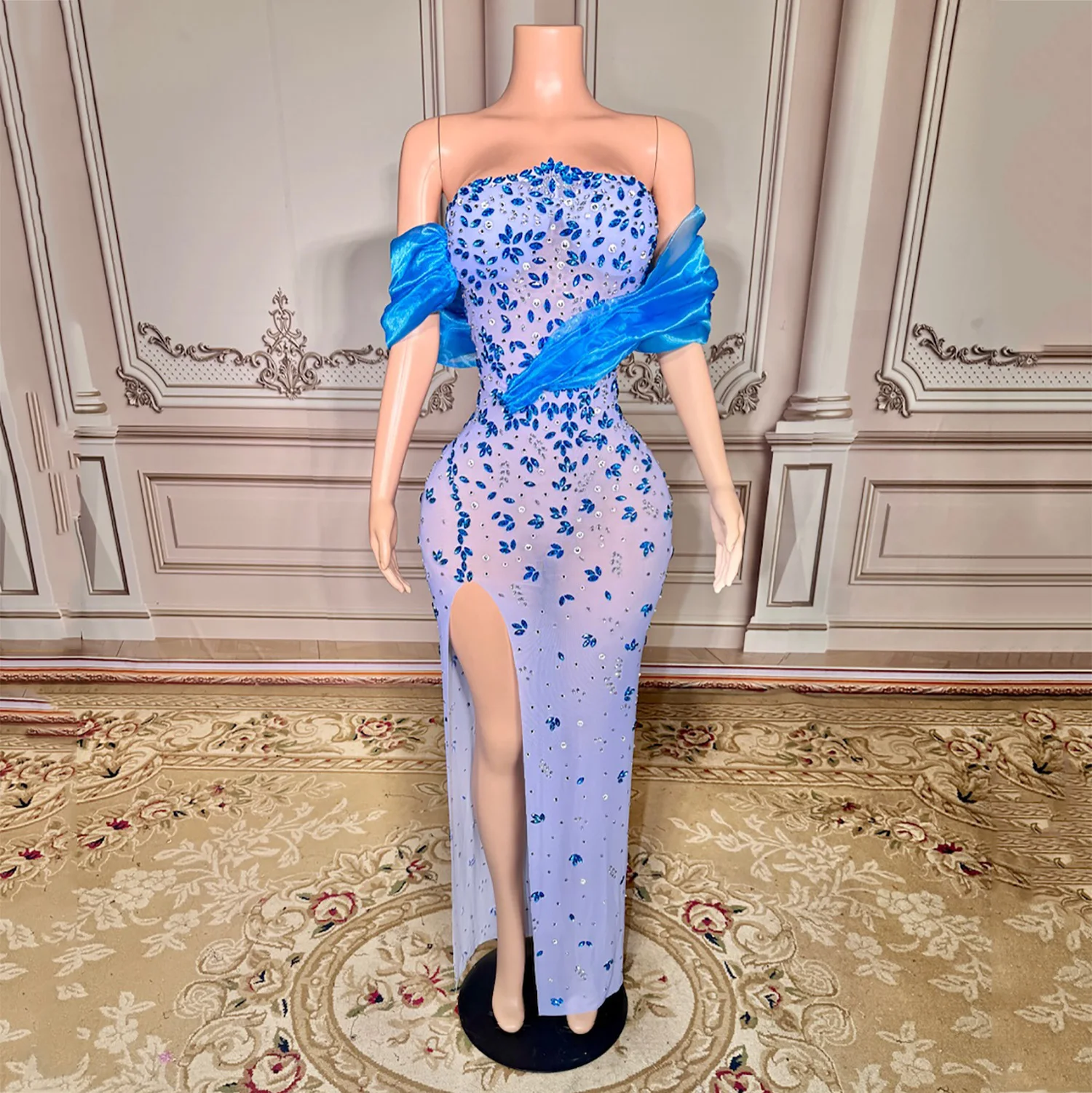 expensive long dresses Luxury Long Mermaid One Shoulder Sequins Prom Dress With Slit BIZTUNNEL