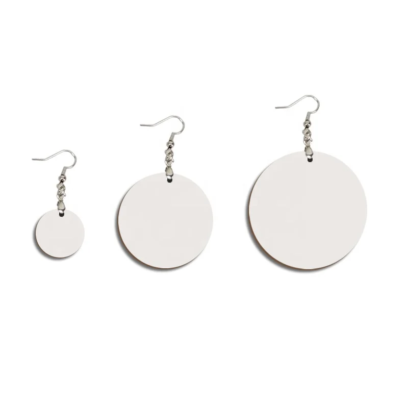 Custom Design Wood Circle Earring Sublimation Blank MDF Round Earrings