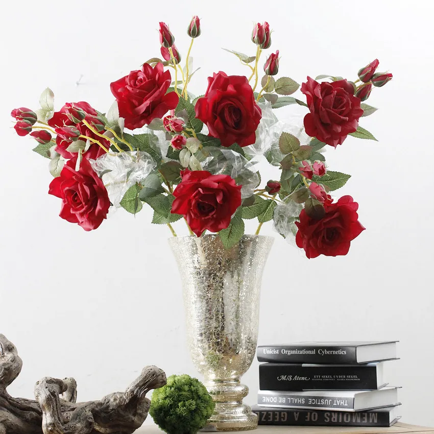 絹布花 薔薇 工場直接供給カラフルなバラシルク花ロマンチックな花高品質新着