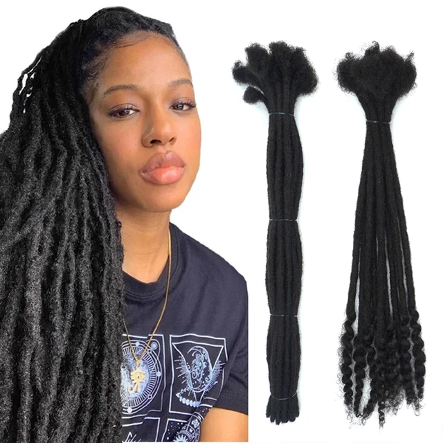KAMA Full Handmade Crochet Brazilian Remy Loc Extensions 100% Human Hair Dreadlocks with Curly Ends for Women/Man