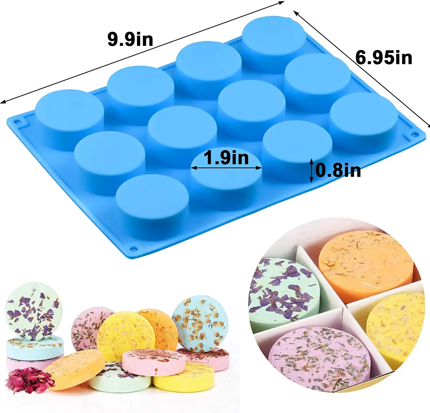 12-Cavity Cylinder Silicone Mold/Round Soap Mold/Handmade Shower Steamer  Molds.