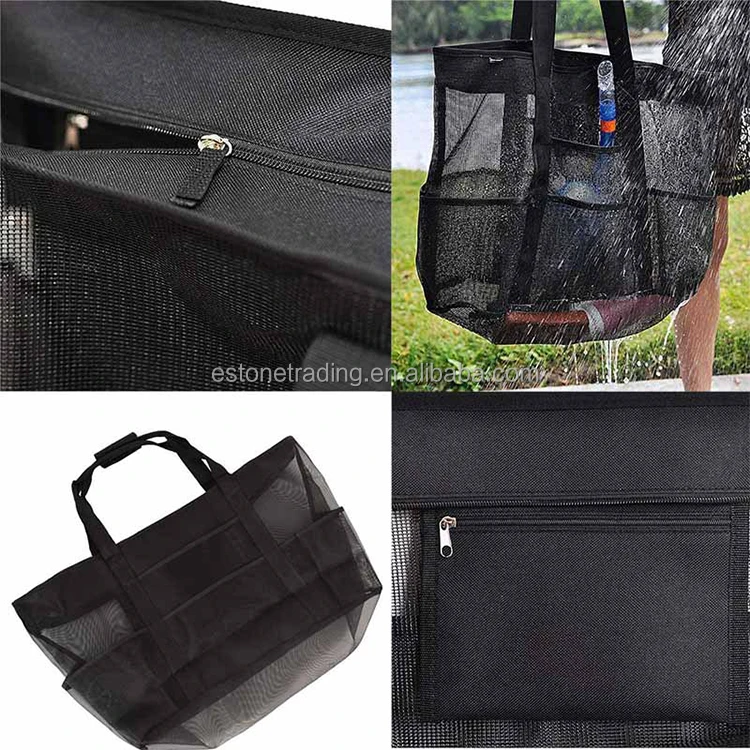 Large Capacity Grocery Shopping Tote Bag Custom Printed Plain Pvc Mesh