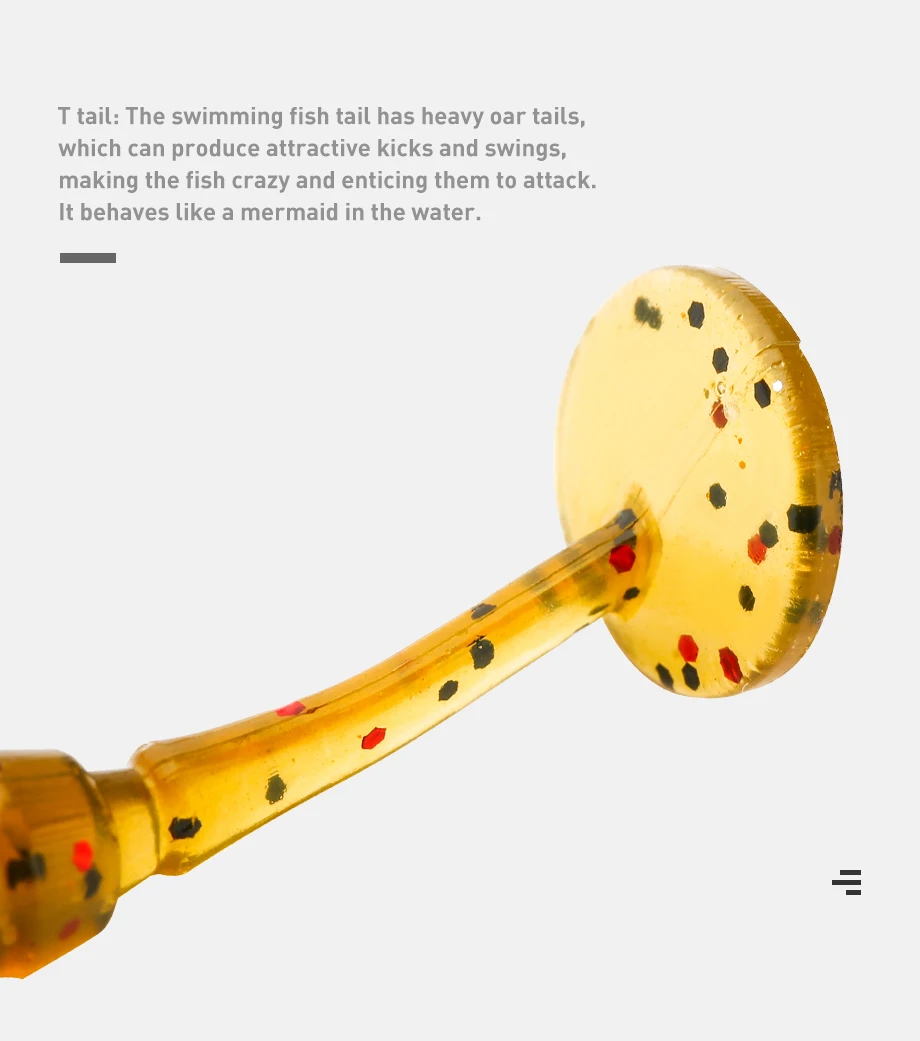 Johncoo Rockfish Worm 35mm 40pcs/box Lifelike T Tail Trout Crappie Soft