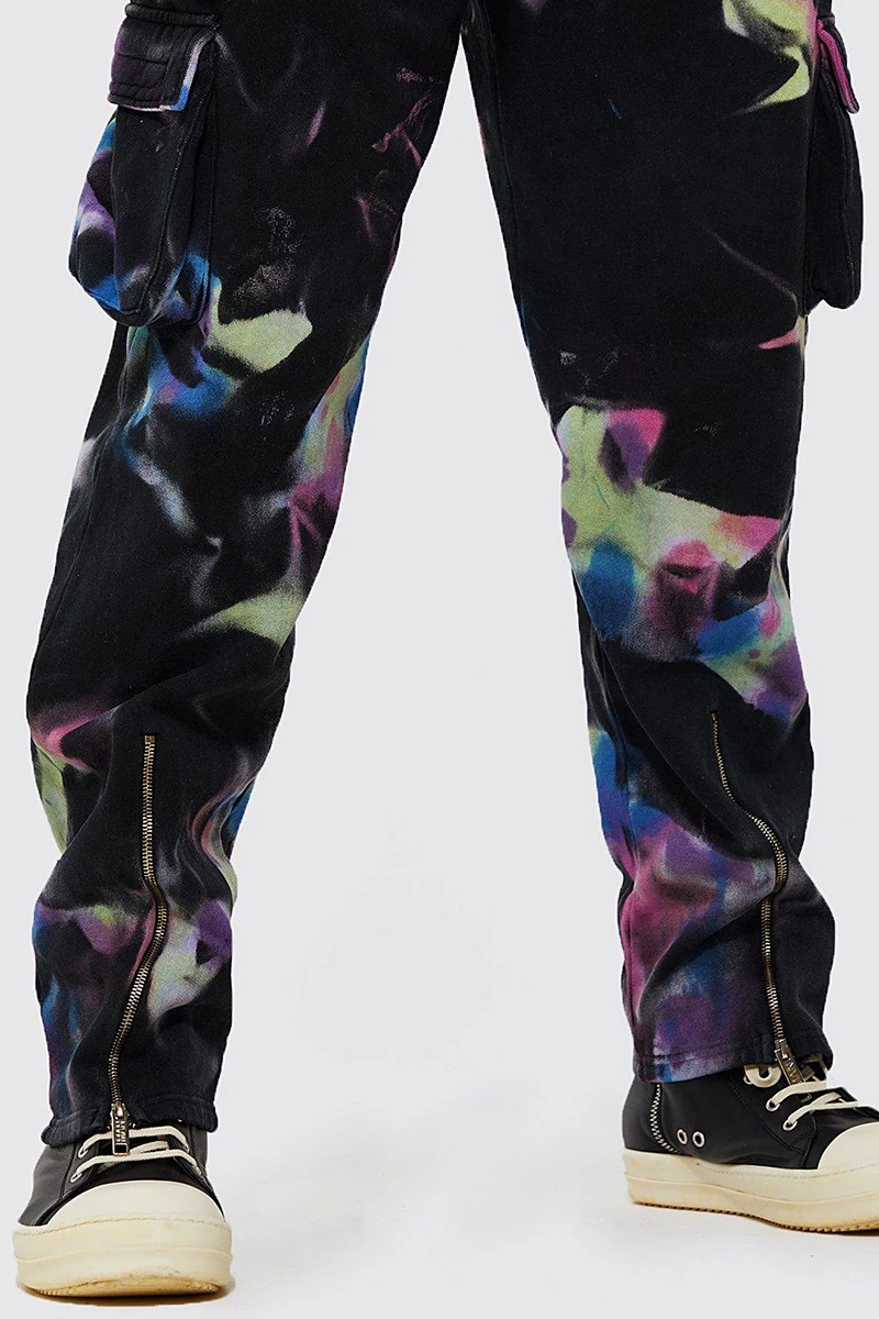 New Design Oversized Men Tracksuit Two Piece Tie Dye Hoodie Street Wear Men Pockets Pants Set gallery 4