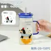 Sausage puppy 900ml single cup+transparent straw+blue lid