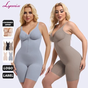 Zip Front Mid Thigh Bodysuit High Compression Body Shaper for Women Thin Breathable Shapewear High Firm for Butt Area